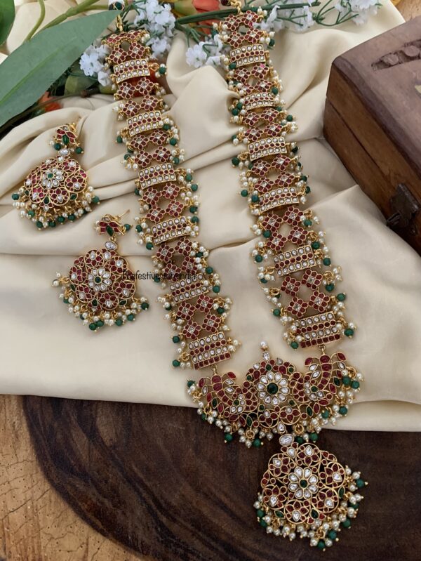 Bridal Kemp with green beads haaram set
