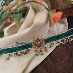 Jadau green beads CHAND choker