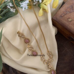 Pastel pink stone necklace set