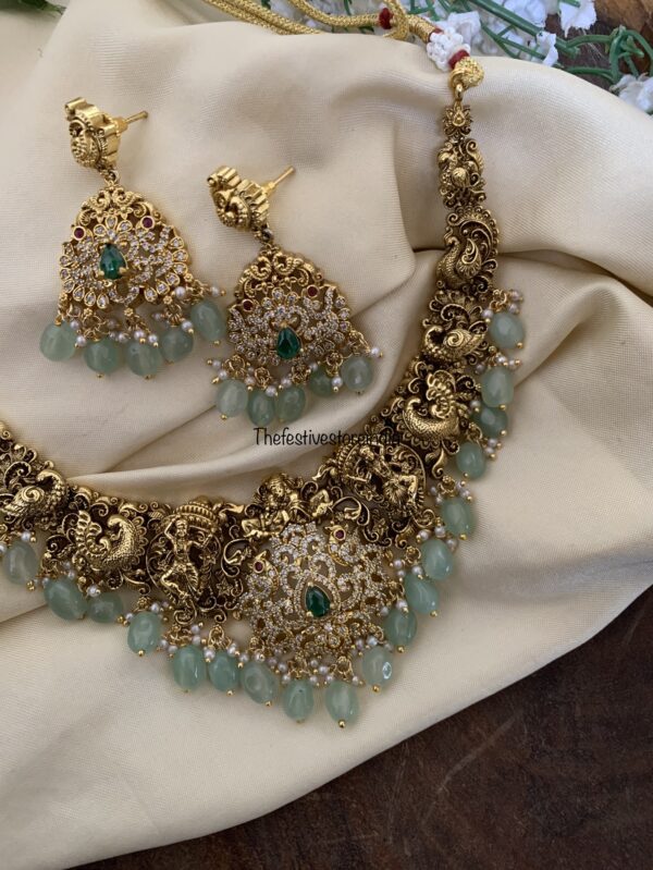Bridal Radha krishna navilu AD necklace set