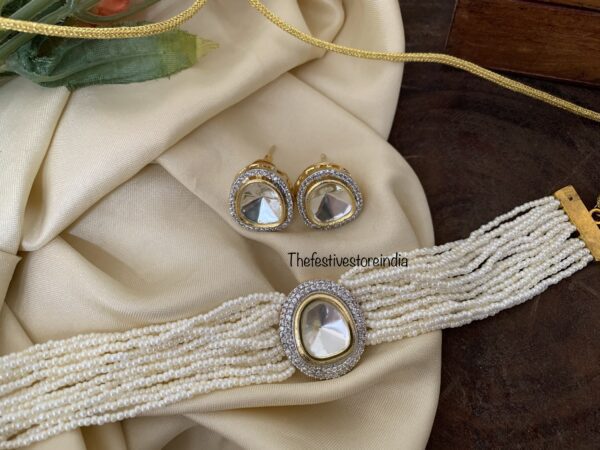 Pearl kundan choker set