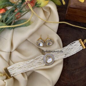Pearl kundan choker set