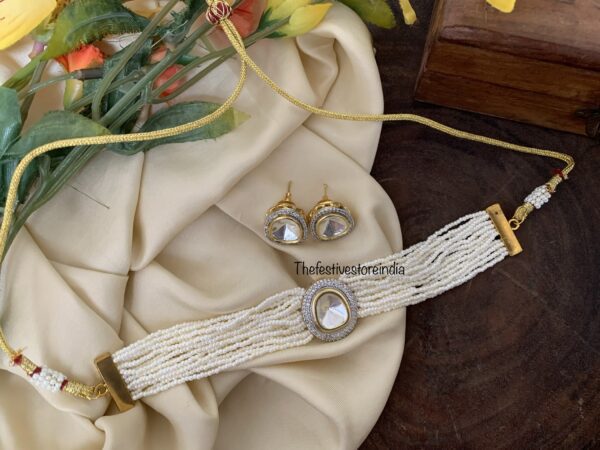Pearl kundan choker set