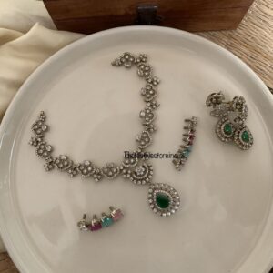 Victorian diamond look alike changeable necklace set