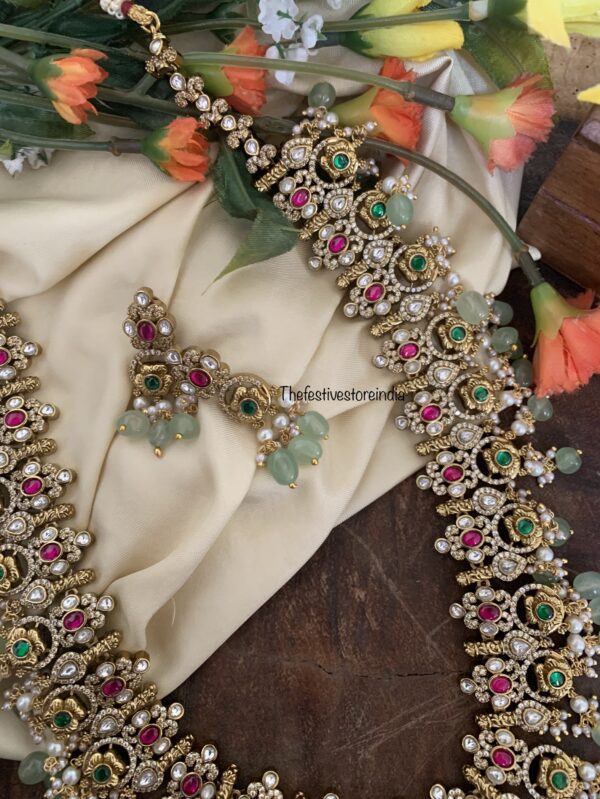 Grand bridal mint beads haaram set
