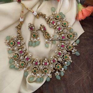 Grand bridal mint beads necklace set