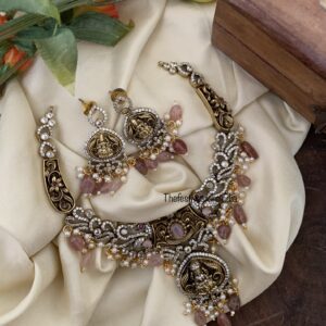 Budgeted Victorian pink beads lakshmi necklace set