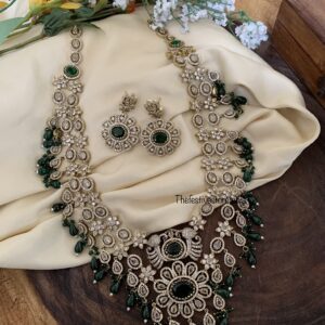 2 layer green drops Victorian bridal haaram set