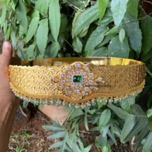 Gold look alike moissanite pendant Bridal Hipbelt