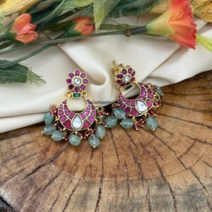 Jadau kemp chandbali earrings | Screwback