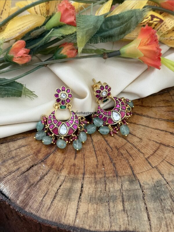 Jadau kemp chandbali earrings | Screwback