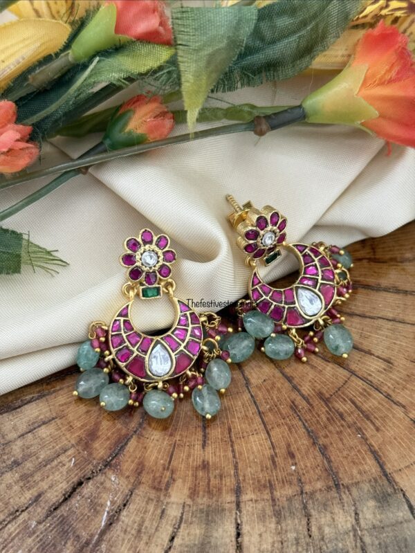 Jadau kemp chandbali earrings | Screwback