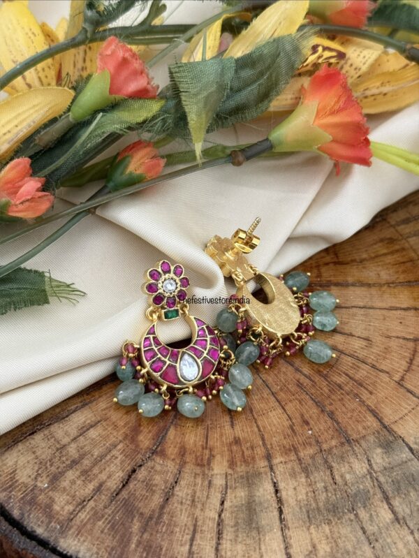 Jadau kemp chandbali earrings | Screwback
