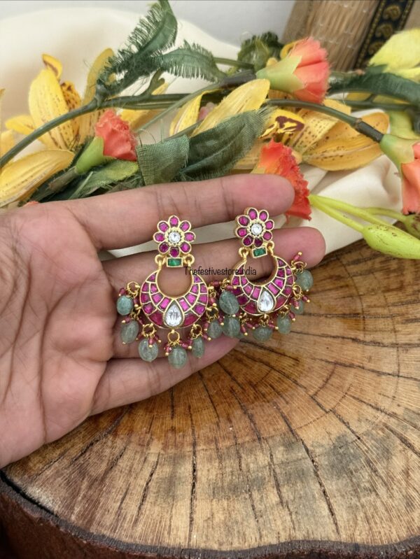 Jadau kemp chandbali earrings | Screwback
