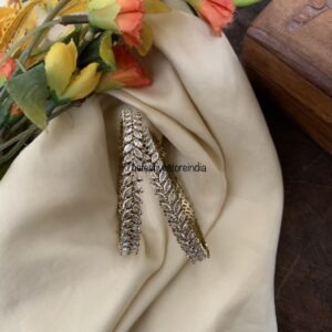 CZ leafy white Bangles - Set of 2