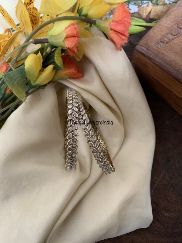 CZ leafy white Bangles - Set of 2