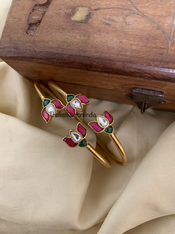 Set of 2 Jadau lotus openable kada - size 2-4