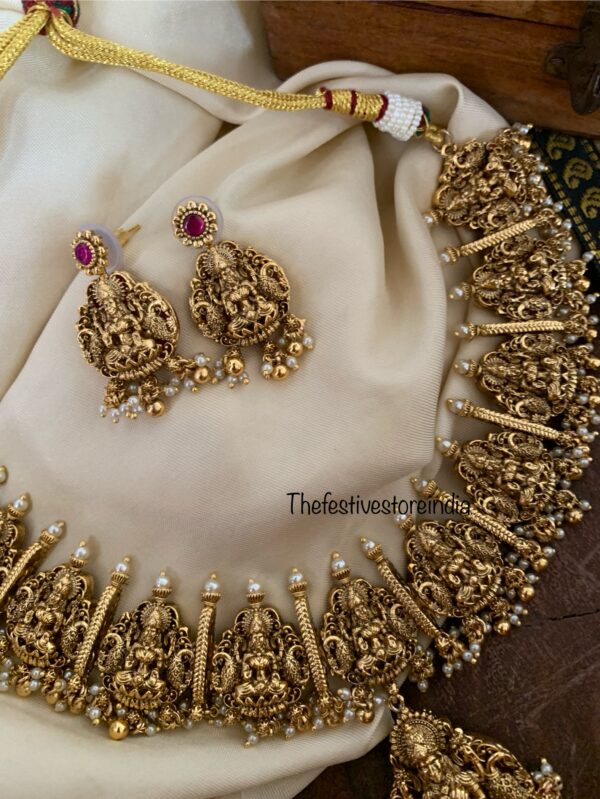 Heavy REVERSIBLE lakshmi and kemp necklace set