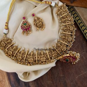 Heavy REVERSIBLE lakshmi and kemp necklace set