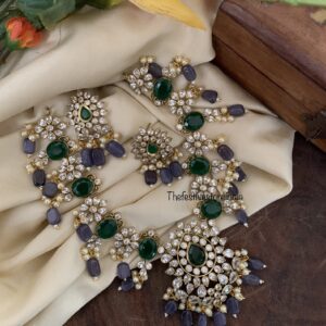 Victorian green purplish grey necklace set
