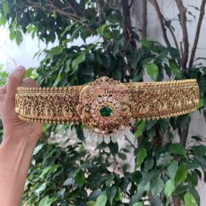 Emerald stone Bridal pendant Hipbelt