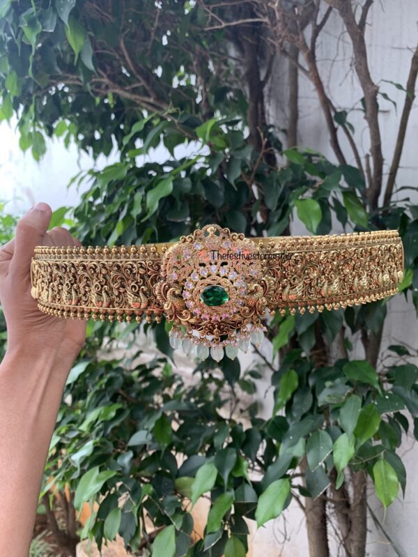 Emerald stone Bridal pendant Hipbelt