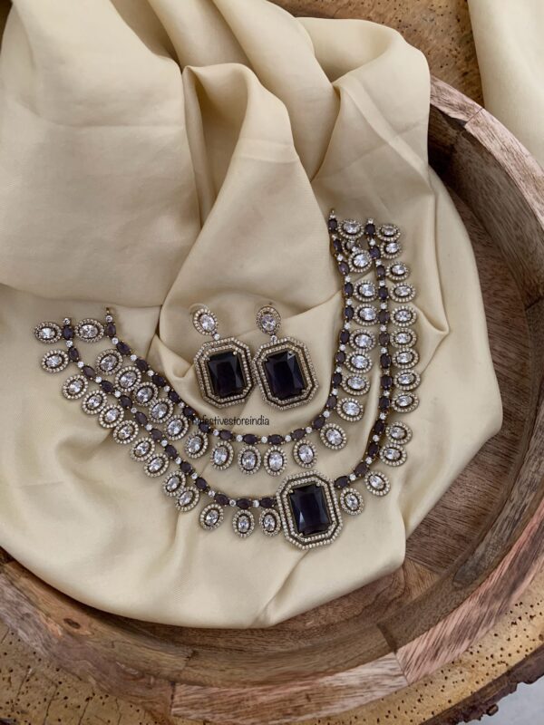 2 layer purple victorian necklace set