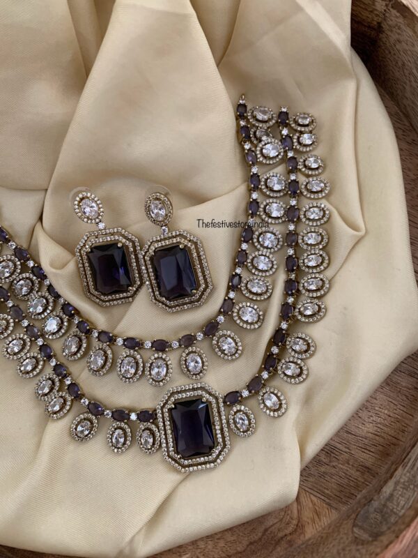 2 layer purple victorian necklace set