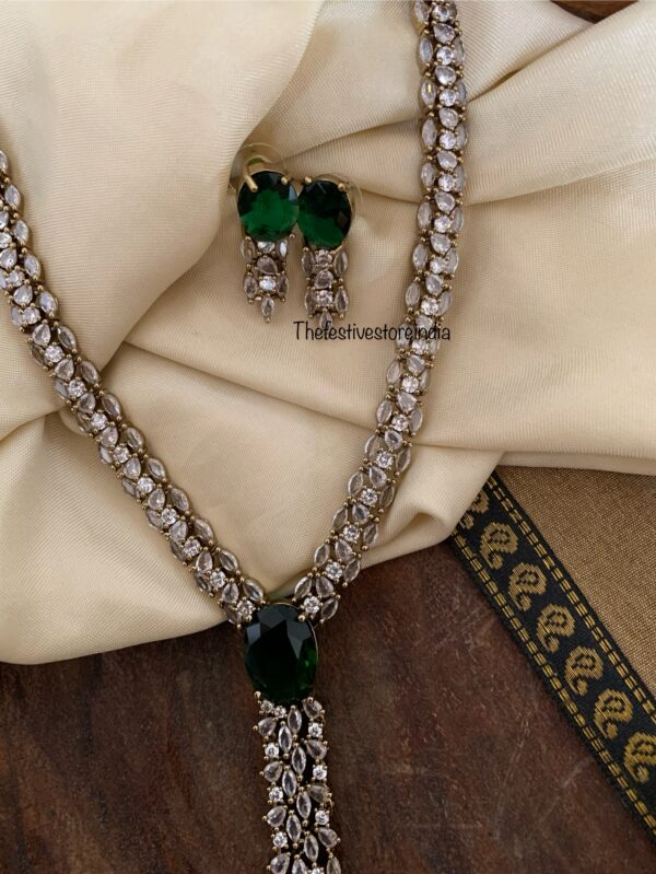 Designer AD emerald stone necklace set