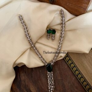 Designer AD emerald stone necklace set