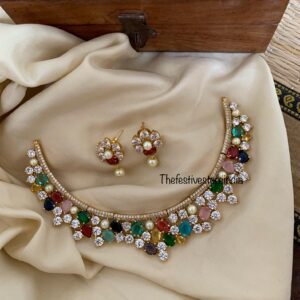 Multicolour AD necklace set