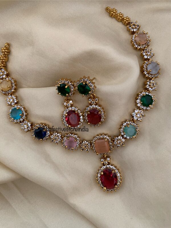 Multicolour drop AD necklace set