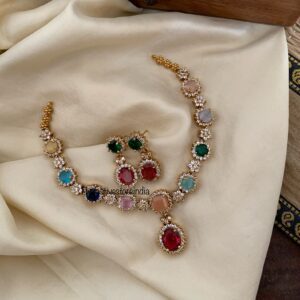 Multicolour drop AD necklace set