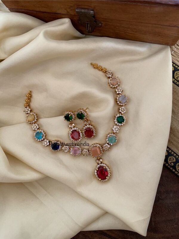 Multicolour drop AD necklace set