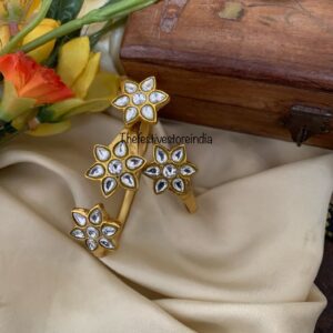 Jadau Set of 2 floral kada - White ( Free size)