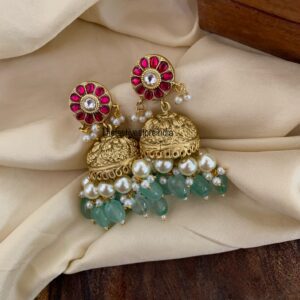 Jadau mint drops bridal jhumkas
