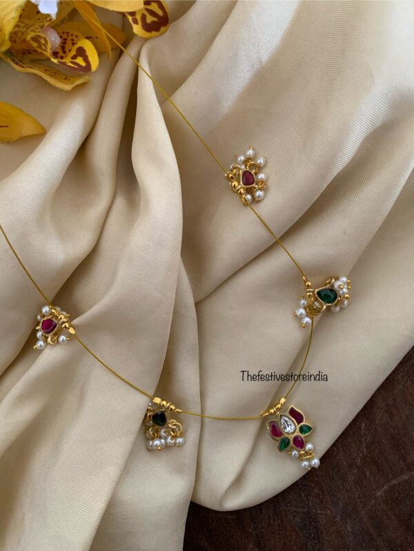 Jadau minimalist lotus multi colour chain