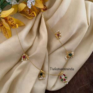 Jadau minimalist lotus multi colour chain