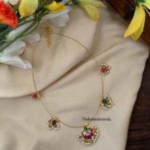 Jadau minimalist multi tikka pendant chain