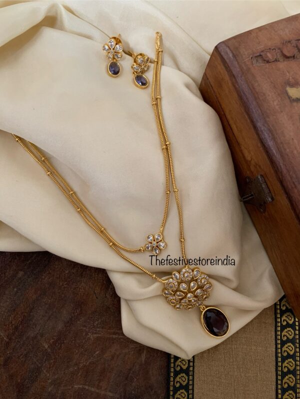 2 layer pendant chain - Purple