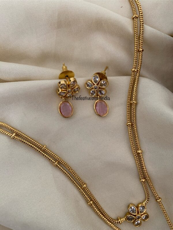 2 layer pendant chain - Pink
