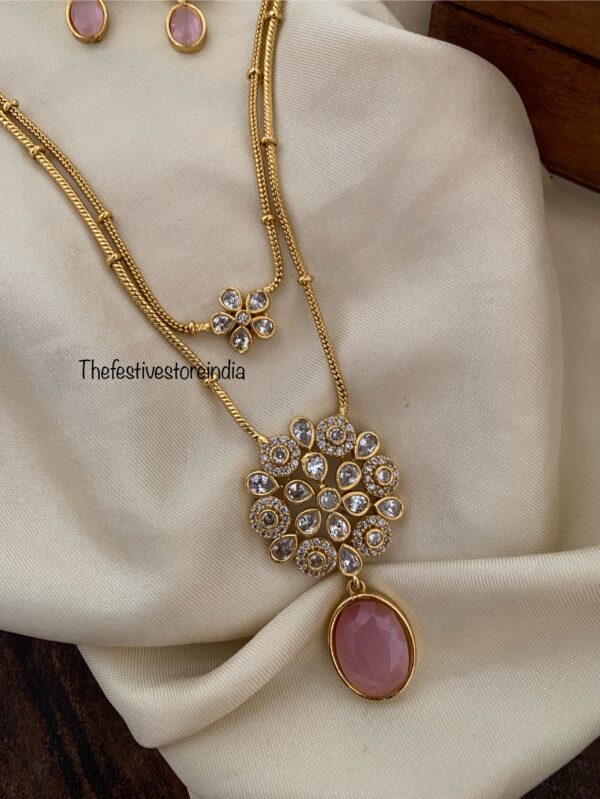 2 layer pendant chain - Pink