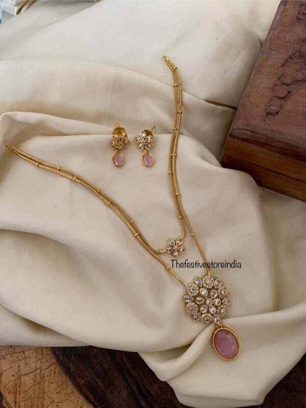 2 layer pendant chain - Pink