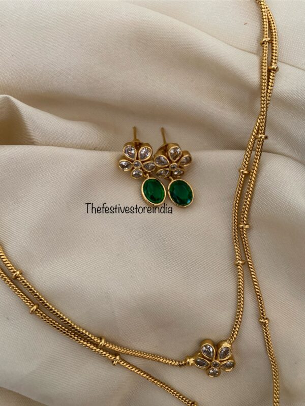 2 layer pendant chain - Emerald / Green