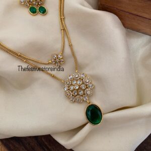 2 layer pendant chain - Emerald / Green