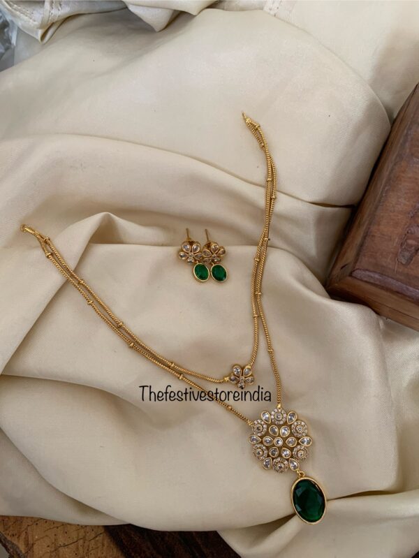 2 layer pendant chain - Emerald / Green