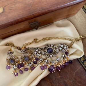 Budgeted Victorian asymmetric purple drops choker set