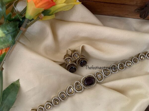 Victorian necklace set - Purple stone