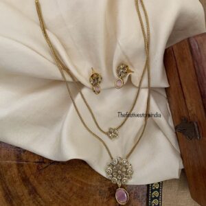 2 layer pendant chain - Pink