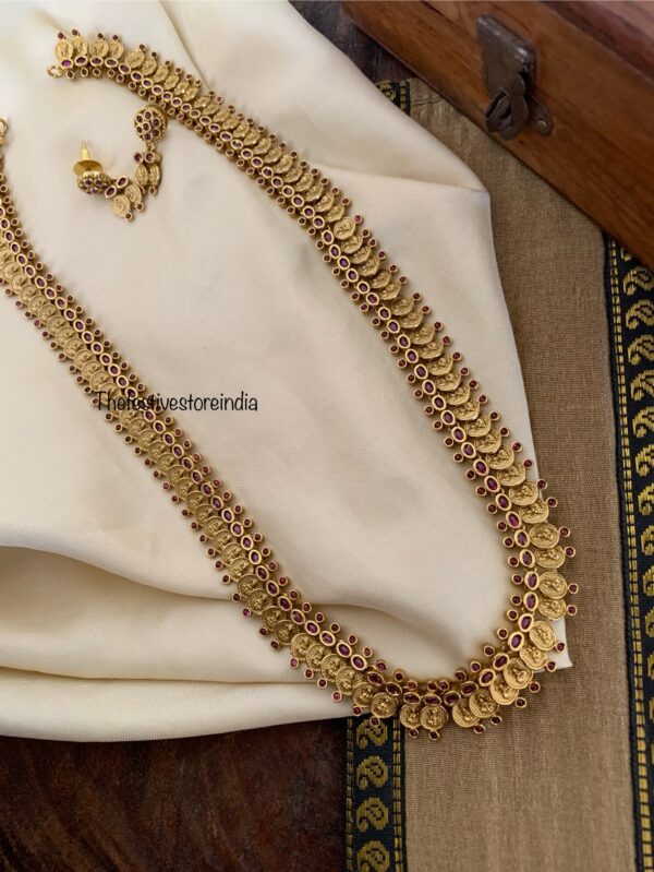 Ruby stone lakshmi kaasu haaram set